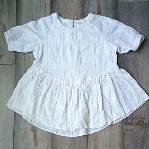 Bohme White Textured Peplum Blouse